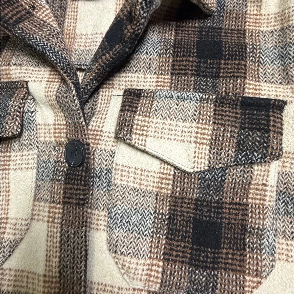 Miss Selfie Plaid Shacket / Jacket - Brown and Cream